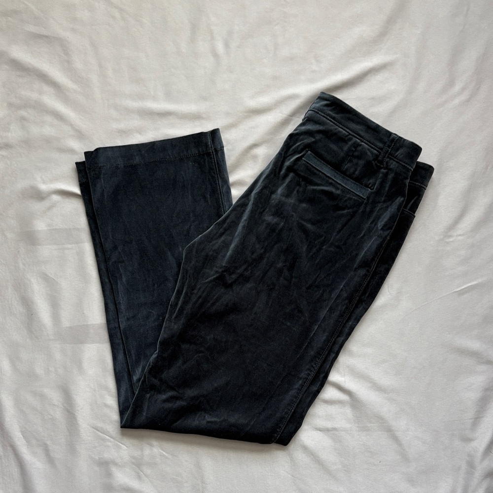 Kate Hill Black Velvet Pants Women’s 14 Straight Leg Luxe Cotton Blend